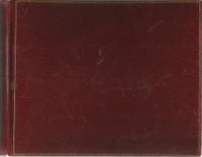 Autograph Album A good red hardbound oblong album 8 x 6 inch large size with over 50 autographs,