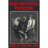 Anthony Keidis Black and white postcard of the Red Hot Chili Peppers autographed by front man