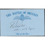 B Doe 234 and 238 sqdn Battle of Britain signed index card. Good Condition