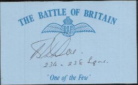B Doe 234 and 238 sqdn Battle of Britain signed index card. Good Condition