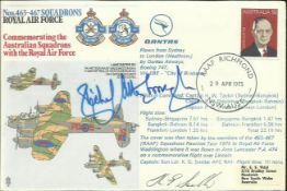 Richard Attenborough signed 463 467 Australian RAF squadrons cover flown by QANTUS 747 Also signed