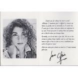 Gloria Estefan. 7”x5” fan card signed ‘Gloria.’ Excellent.