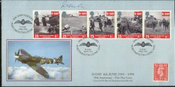 Johnnie Houlton who shot down the 1st German plane on D Day signed rare Covercraft 1994 D Day