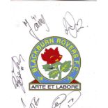 Diouf, Emerton, Andrews signed Blackburn Rovers FC 12 x 8 club badge crest photo Good condition.