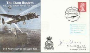 J H Jim Clay DFC Bomb Aimer Munros crew signed 51st ann Dams Raid cover, rare. Good condition