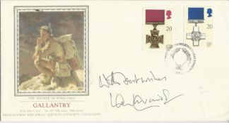 Ian Lavender Dads Army actor signed 1990 Gallantry PPS Silk FDC, 2 x 20p values only. Good