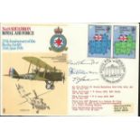 AVM Sir R Reid DSO MC Great War ace, Wg Cr J Kirwen & Jones AFC signed 18 Sqn cover comm. 25th ann