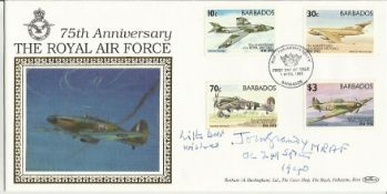 MRAF Sir John Grandy OC 249 Sqn BOB signed Benham 75th Ann RAF Barbados FDC. Good condition