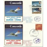 Concorde first flight Bahrain Sydney and return dated 13/14/15th February 1985 Flown by Capt H C
