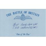 B Vesely 312 sqn Battle of Britain signed index card. Good Condition