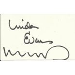 Linda Evans Small white index card with the autograph of actress Linda Evans who famously starred as