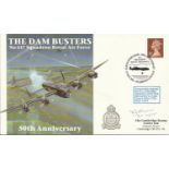 G L George Johnson DFC Bomb Aimer McCarthys crew signed 50th ann Dams Raid cover, rare. Good