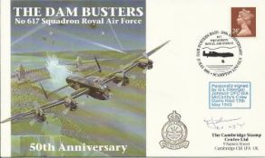 G L George Johnson DFC Bomb Aimer McCarthys crew signed 50th ann Dams Raid cover, rare. Good