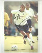 Bobby Zamora in Spurs strip signed colour 10x8 photo Good Condition