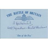 B D Larbalestier 600 Sqn Battle of Britain signed index card. Good Condition