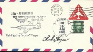 Charles Hayes US test pilot signed 1972 25th ann Supersonic flight US FDC with Edwards CDS postmark.
