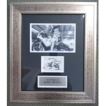 Barry Sheene autographed framed presentation. Lovely framed genuine autograph of Barry Sheene (