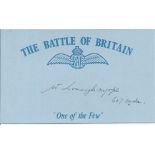 W Lazoryk 607 Sqn Battle of Britain signed index card. Good Condition