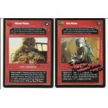Jeremy Bulloch and Peter Mayhew signed trading cards. Good condition