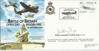 Wg Cdr Geoffrey Page DSO DFC signed 1997 Battle of Britain Open Day cover. Good condition