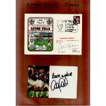 Aston Villa collection of 5 items signed including Brian Little. Chris Nicholl, Colin Gibson,
