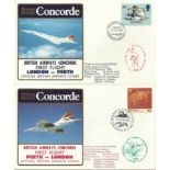 Concorde first flight London Perth and return dated 13/14 and 15/16 February 1985 Flown by Capt H