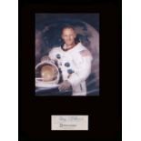 Apollo 11 First Moonlanding. Signature of Buzz Aldrin with WSS portrait. Professionally mounted in