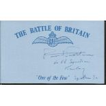 H P F Patten 64 sqdn Battle of Britain pilot, signed card. Good condition