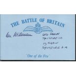 K Wilkinson 616 and 19 sqdn Battle of Britain pilot, signed card. Good condition