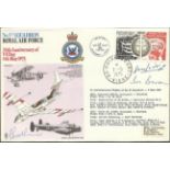 Three Air Marshalls1975 RAF 57 Sqn cover flown in a Lancaster and a Viktor, and signed by three