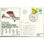 Flown Solo flight England-Australia Signed Pilot R Rudd 12 Nov 69 BFPS 1102 50th Anniversary 1st