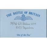 W R Stevens 23 sqdn Battle of Britain pilot, signed card. Good condition