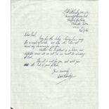 D.H. Blomely Battle of Britain veteran signed hand written letter dated 26th March 1986. Good