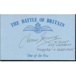 J Renvoize 247 sqdn Battle of Britain pilot, signed card. Good condition