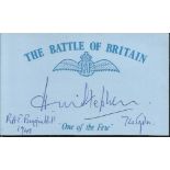 H M Stephen 74 sqdn Battle of Britain pilot, signed card. Good condition