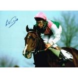 Lester Piggott Large Hand Signed 16 X 12 Image Photo. Good condition