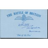H M Pinfold 56 sqdn Battle of Britain pilot, signed card. Good condition