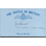 J A Thomson 302 sqdn Battle of Britain pilot, signed card. Good condition