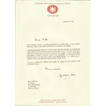 Geoffrey Howe. Typed and hand-signed letter On House of Lords headed stationary and dated 2010,