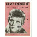 John Leyton signed score sheet of his song Johnny Remember Me -Good condition