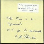 Air Cmdr H.A. Fenton Battle of Britain veteran signed hand written post it note. Good condition