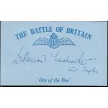 Steven 501 sqdn Battle of Britain pilot, signed card. Good condition