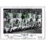 Lisbon Lions Celtic Fc Signed By 7 Large Hand Signed 16 X 12 Photo. Good condition