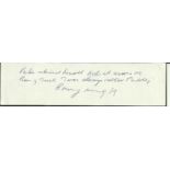 Sgt R.R. Wright 248 Sqn Battle of Britain veteran signed hand written slip. Good condition