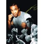 Sugar Ray Leonard Hand Signed Superb Large 16 X 12 Photo. Good condition