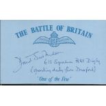 F D S Scott-Malden 611 and 603 sqdn Battle of Britain pilot, signed card. Good condition