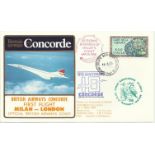 Concorde first flight Milan – London dated 11th May 1985. Flown by Capt C McMahon. Good condition