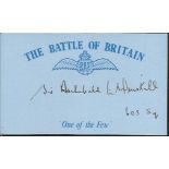 A L Winskill 72 and 603 sqdn Battle of Britain pilot, signed card. Good condition