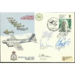 Cptn D Bullock, Cptn E White, P Warren, M Campbell and F Hanson signed The flying fortress cover.