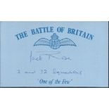 J Rose 32 sqdn Battle of Britain pilot, signed card. Good condition
